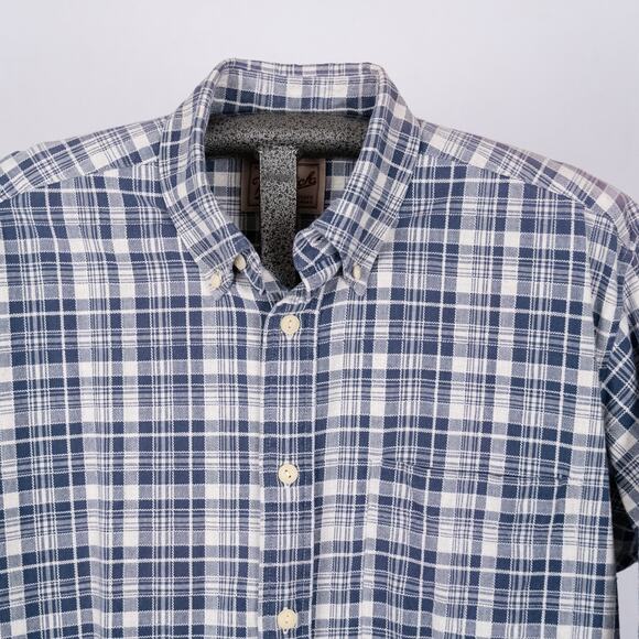 Woolrich Men's Short Sleeve Button Down Shirt Blue Plaid 100% Cotton Size MEDIUM - Picture 3 of 6